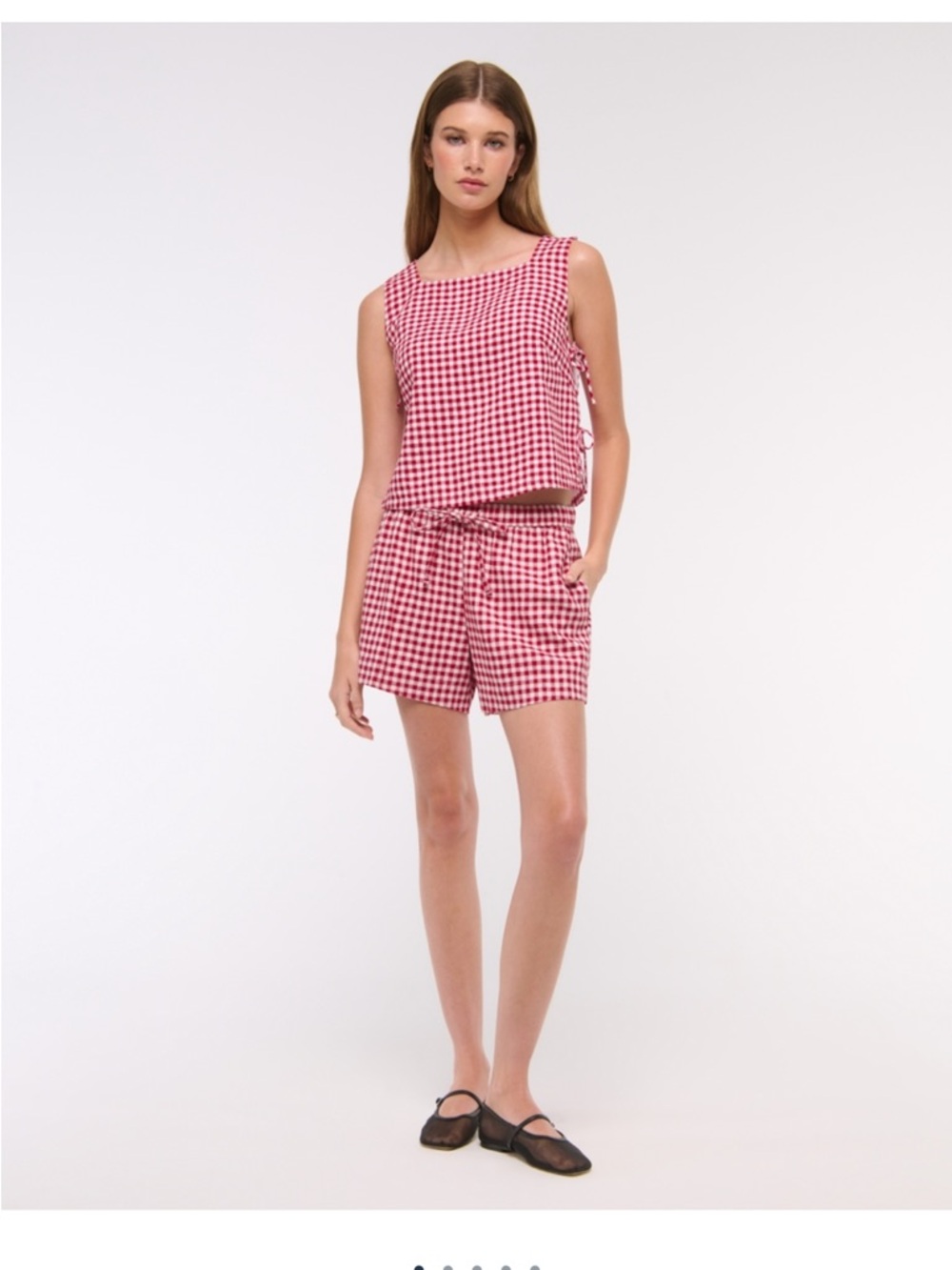 NWOT Abercrombie Red and White Gingham Tie-Side Sleeveless Top - Picture 6 of 6